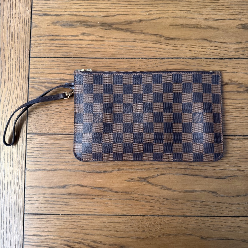 Louis Vuitton Damier Ebene Pochette Accessoires Wristlet Clutch w/ Strap